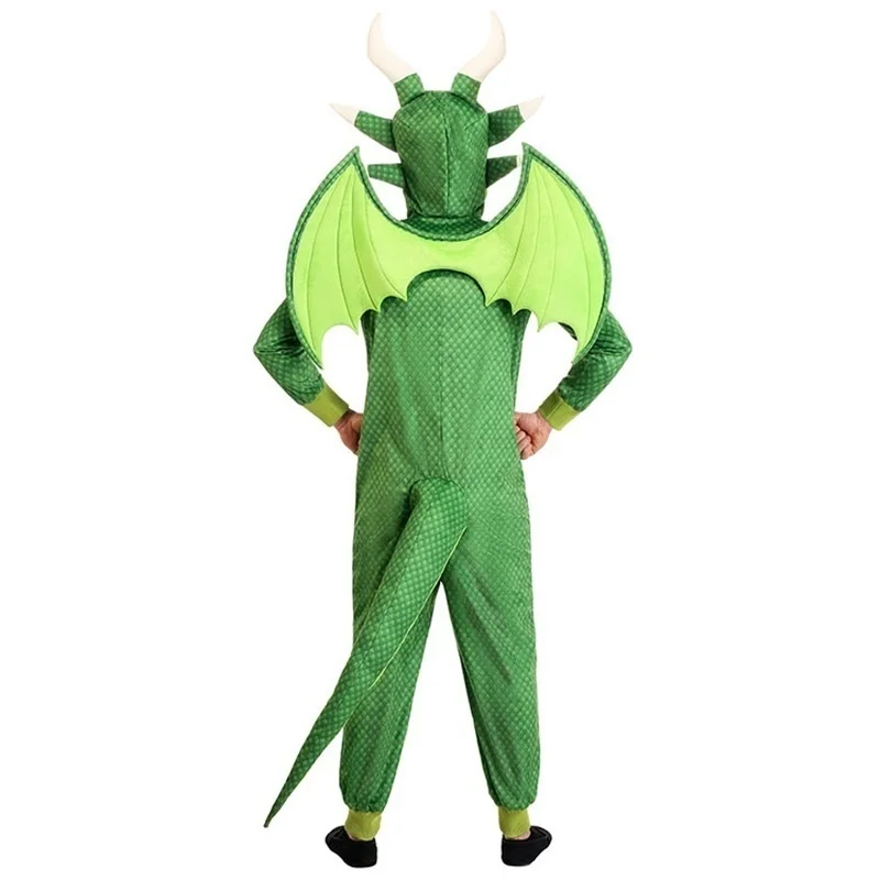 2021 Adult Green Dinosaur Costumes Men Halloween Cosplay Monster Wild Dino Dragon Pretend Game Party Role Play Dress Up