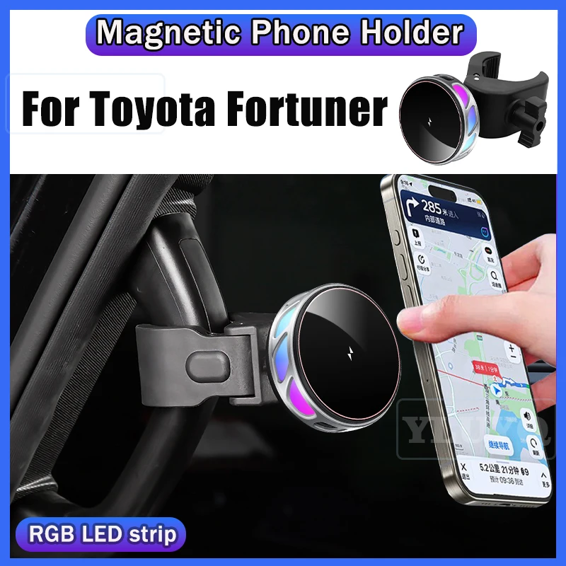 

For Toyota Fortuner Wireless Charging Car Phone Holder, Magnetic Gravity Navigation Mount, 360-Degree Adjustable Accessories