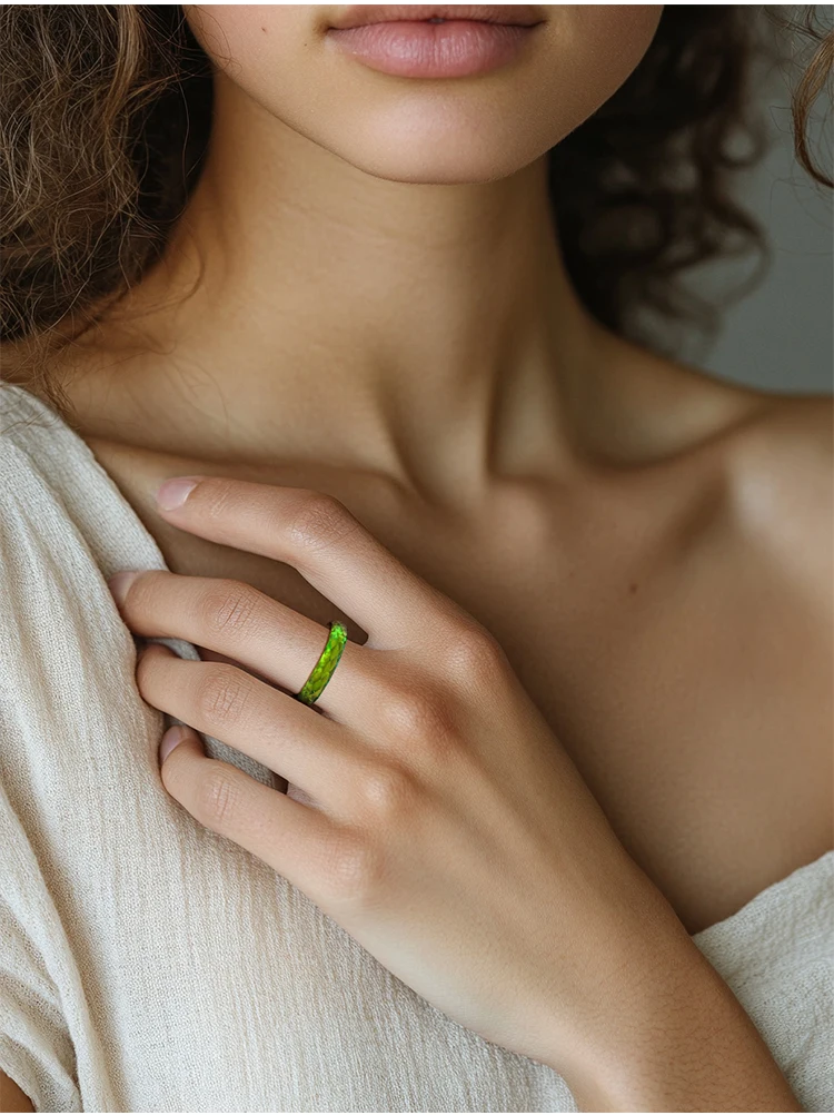 JEWELLWANG Laborgezüchteter grüner Saphirring, massiver, schlichter Ring mit geschlossenem Band, Ring mit einem Edelstein, Geschenk für Damen, Herren, Unisex, für den täglichen Gebrauch – Detail 9