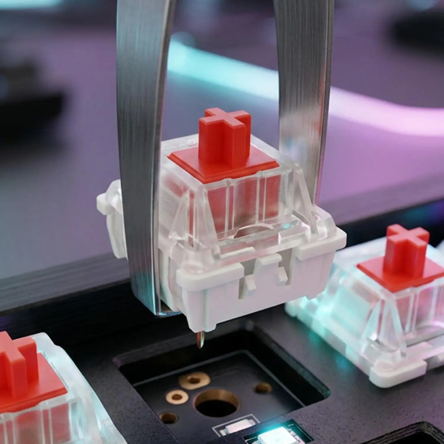 100-switches-mecanicos-de-3-pinos-personalizaveis-hot-swappable-com-3-hastes-cruzadas-para-teclado-mecanico-azul-vermelho-marrom