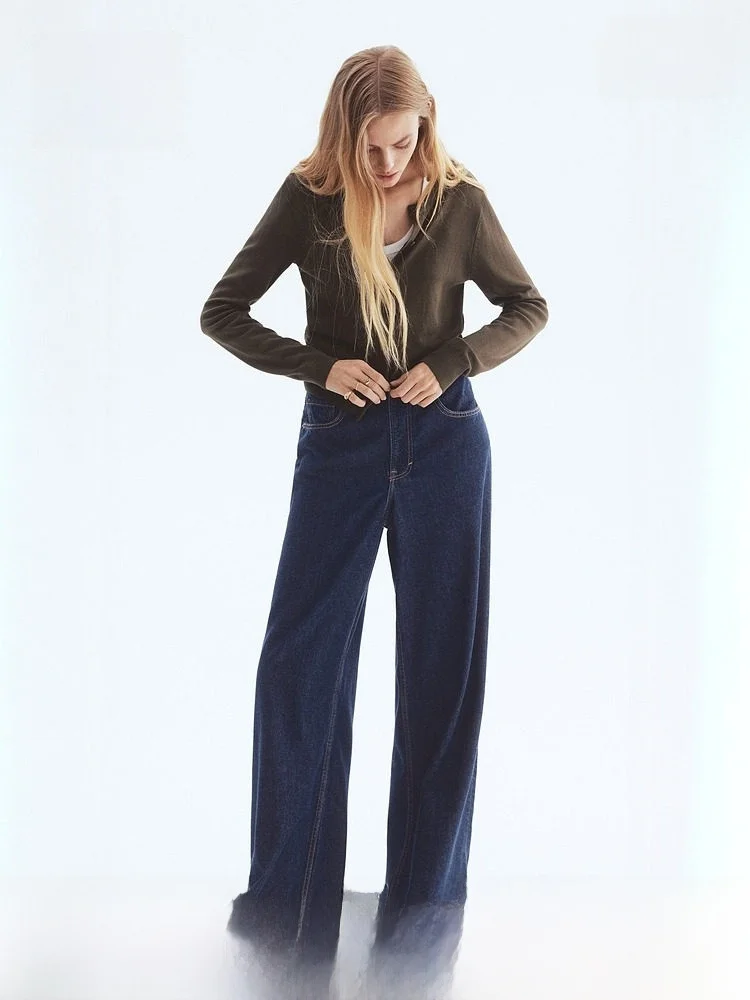 

H&M Women's Knitted Cardigan Winter Lazy Comfortable Base ort Thin Outerwear Casual Sle Regular Fit Long Sve round Ne