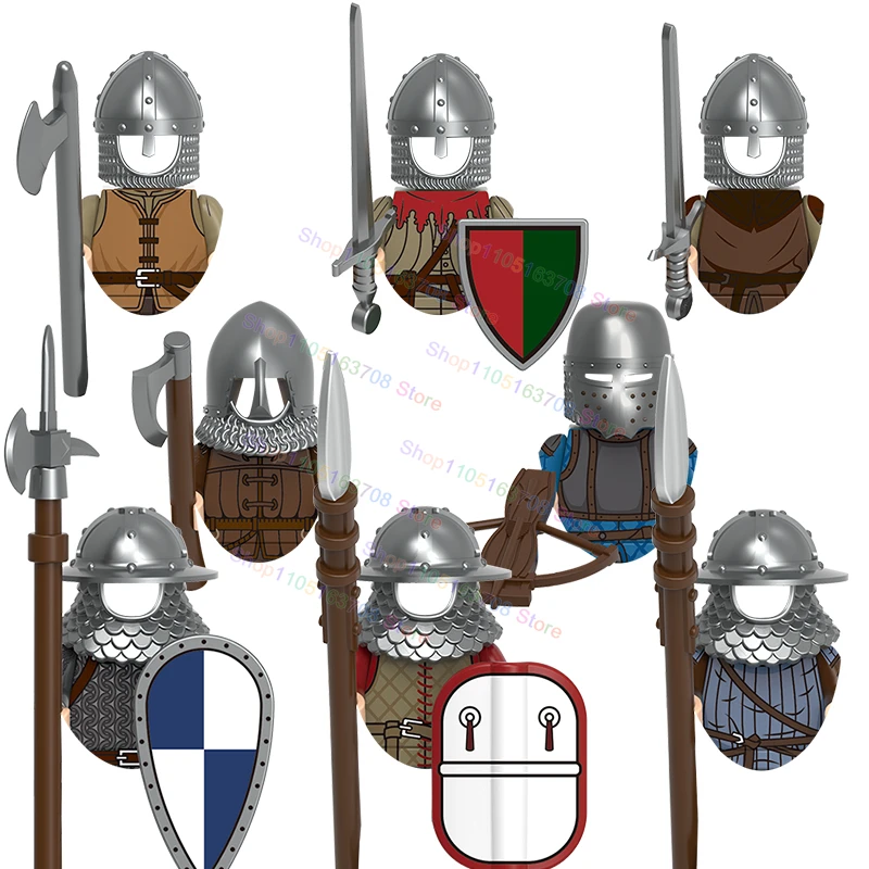 Nouveau V1006 Militiaman accessoires boucliers épée figurines d'action accessoire moyen âge blocs de construction jouets éducatifs pour les enfants