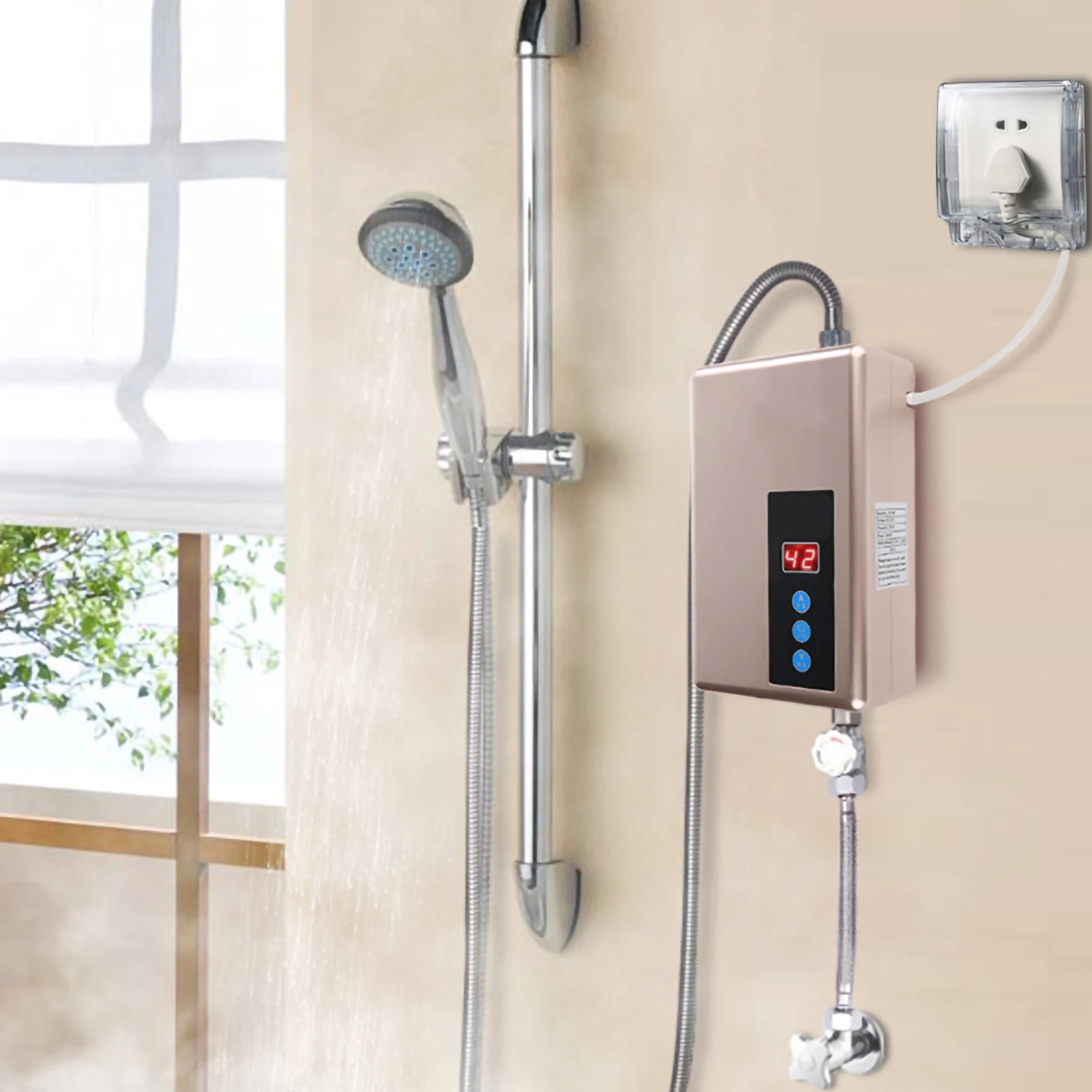 220V 5.5KW Mini Instant Electric Water Heater Tankless Shower Hot Water System Kitchen 220V Water Heater Hot Water System