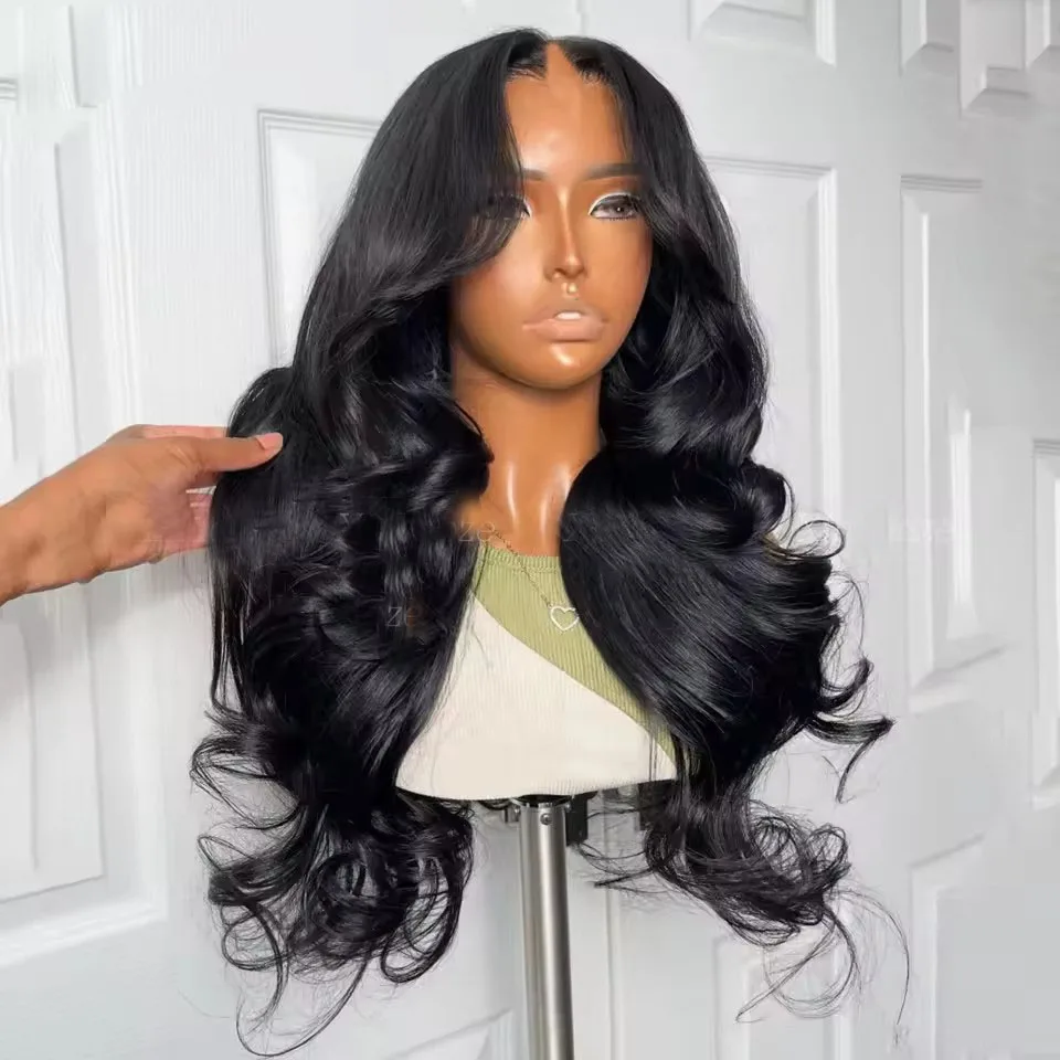 

Объемная волна Коричневый Черный 100% натуральные человеческие волосы Remy 1x4 Размер Средний V-образный парик для женщин Бесклеевой волнистый полный машинный парик Конец