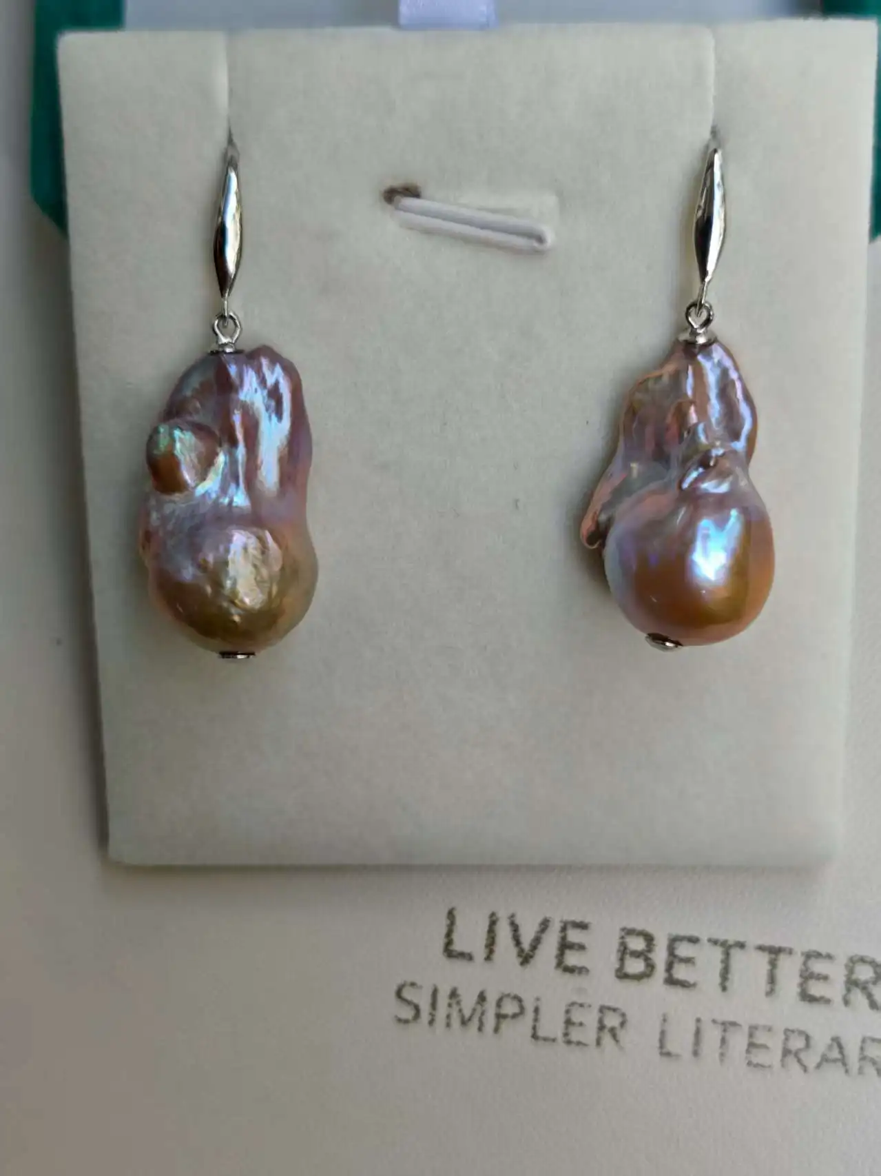 

New AAA13X18mm Natural South Sea Baroque Pearl Hook Earrings 925s Simple Classic Style