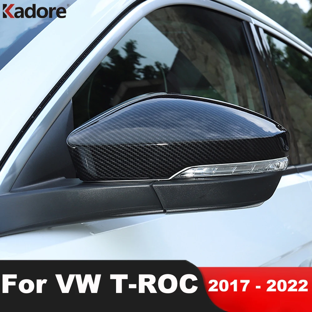 

For Volkswagen VW T-ROC TROC 2017 2018 2019 2020 2021 2022 Carbon Fiber Rearview Mirror Cover Trim Accessorises Car Styling 2pcs