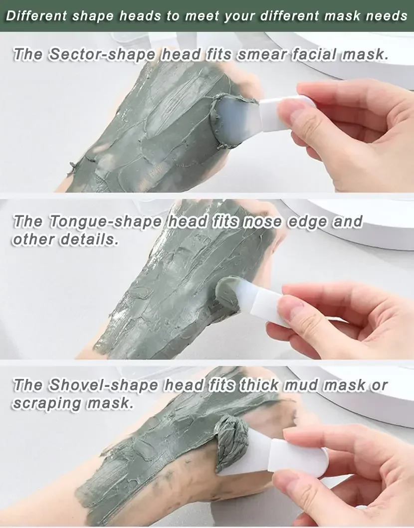 3Pc Spazzola per maschera facciale in silicone Crema per il viso e gli occhi Maschera di fango Applicatore Raschietto Spazzole per la pulizia del viso Strumenti portatili per la cura della pelle da viaggio