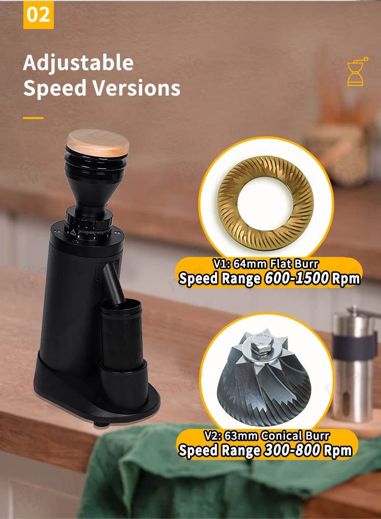 ITOP40 Plus-V1/V2 Coffee Grinder Machine 64MM Flat Titanium Burrs Adjustable Speed Version Coffee Grinder Espresso Grinder