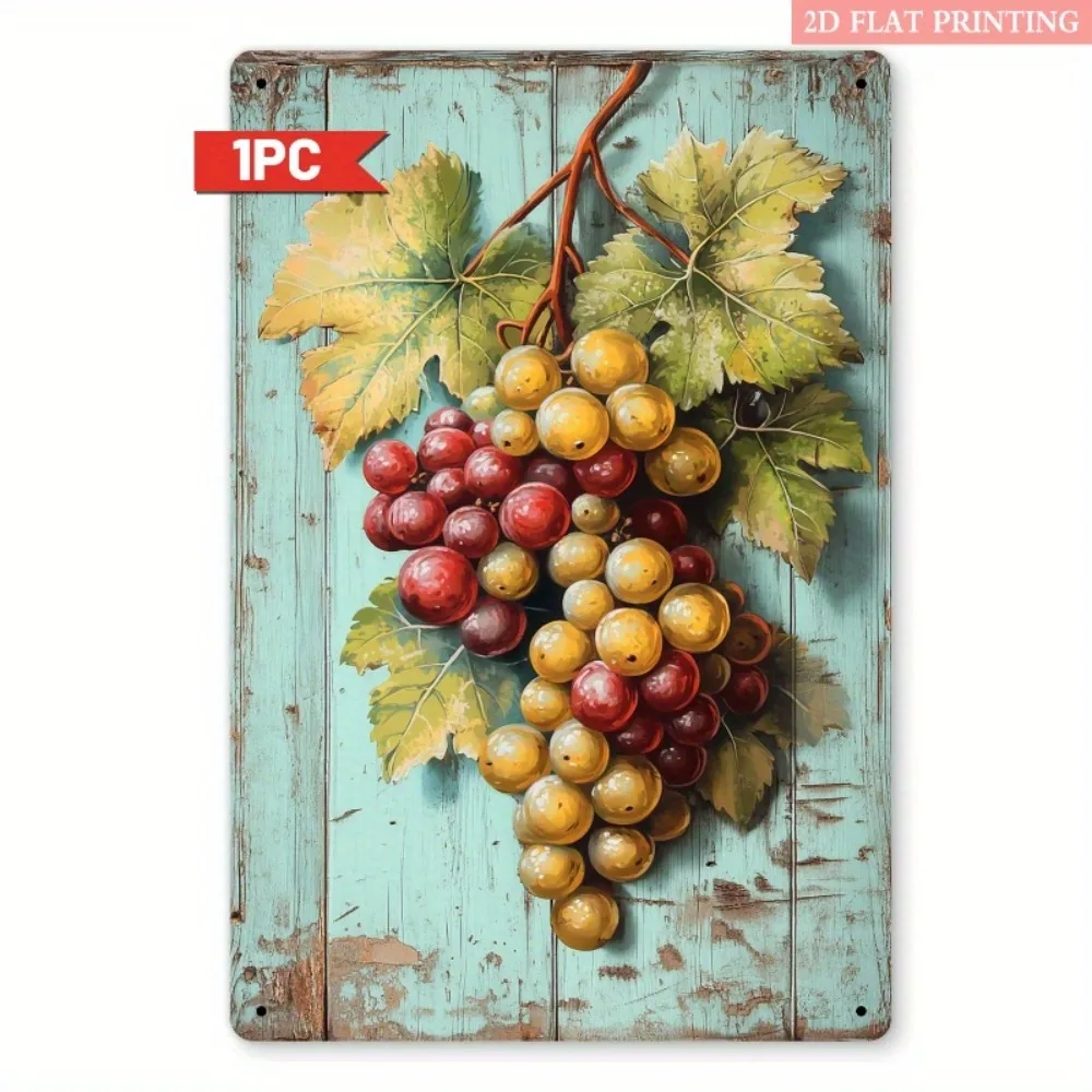 1pc 20x30cm Iron Metal Tin Sign Vintage Grape Wine Vine Decorative Wall Art for Garden Living Room Bar Cafe
