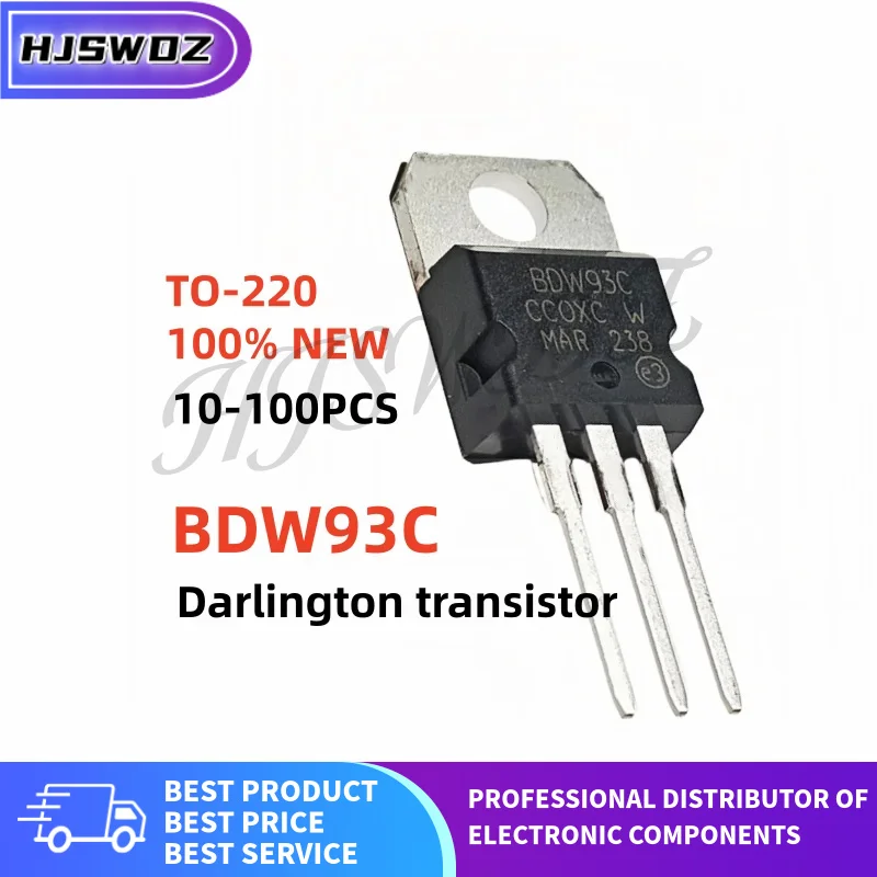 10~100pcs BDW93C BDW93 TO-220 NPN Darlington power transistor 100% New