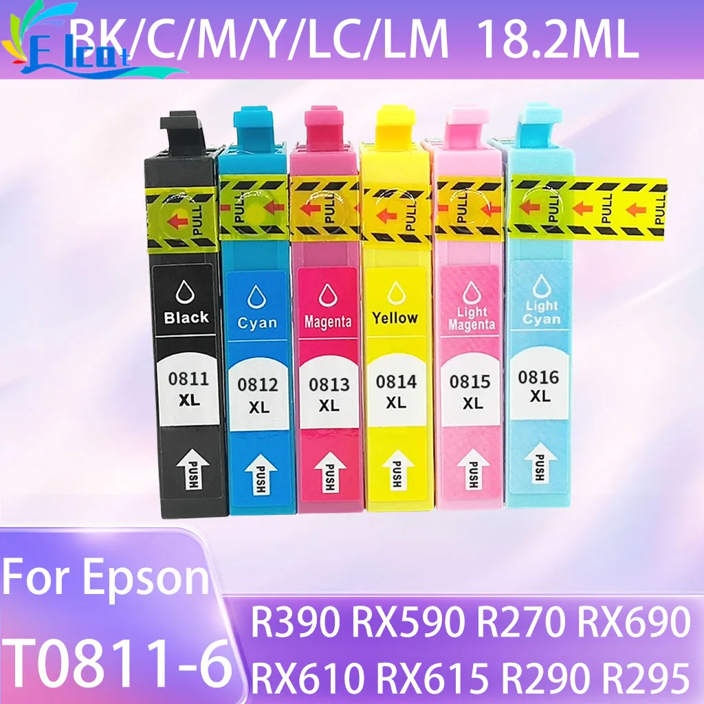 T0811 T0812 T0813 T0816 Совместимый картридж для принтера Epson Stylus photo R390 RX590 R270 RX690 RX610 1410 RX615 R290 R295