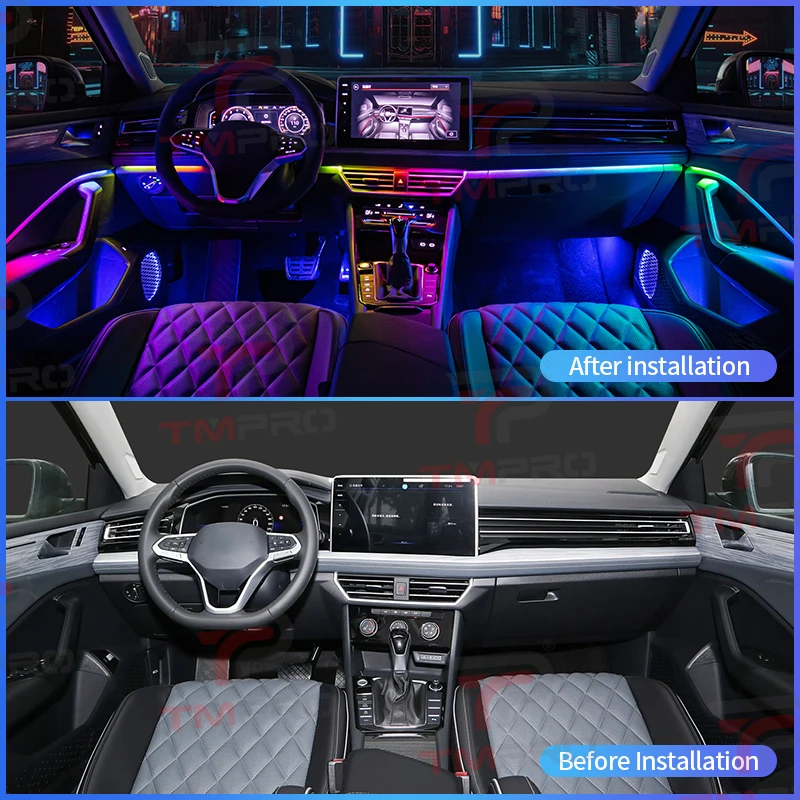 TMPRO 64-color LED safety assistance system ambient lighting suitable for 2019-2025 Volkswagen Sagitar interior decoration