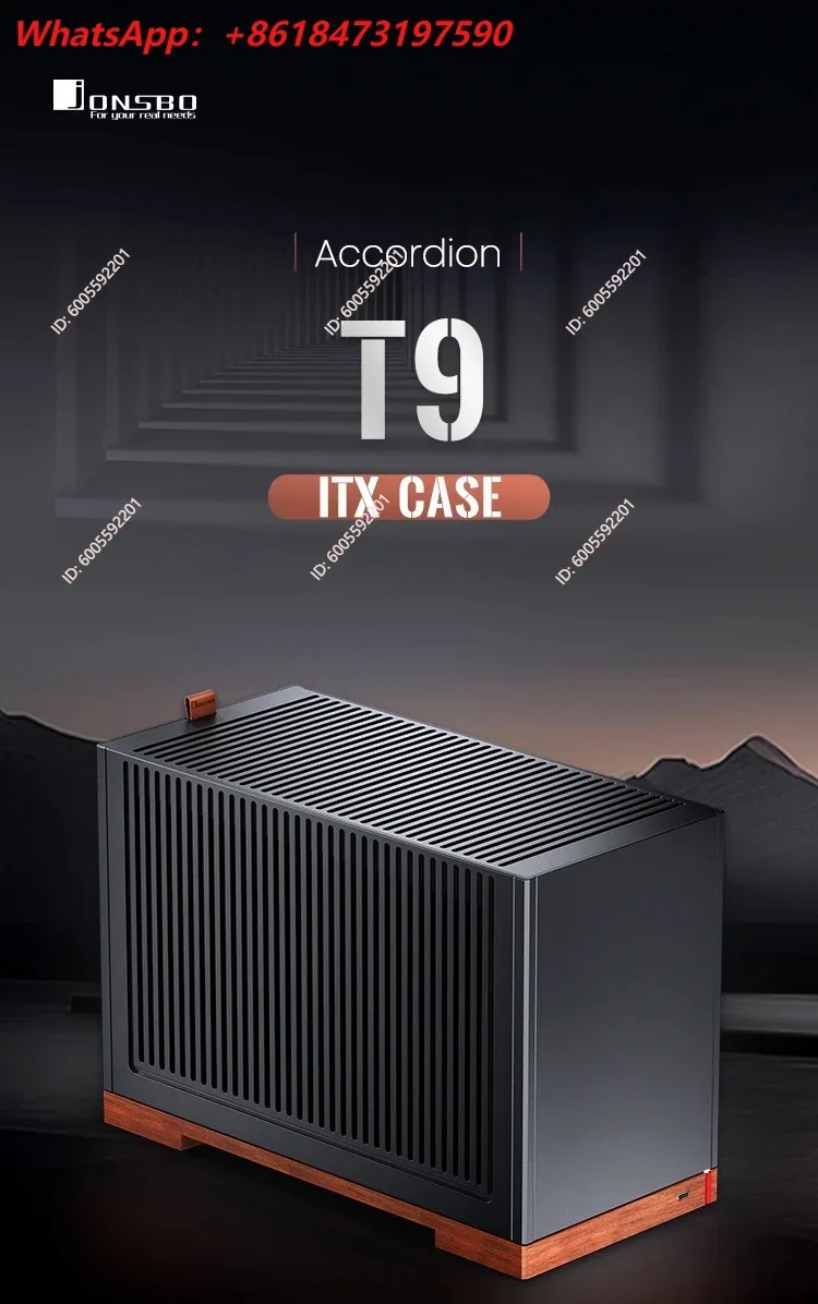 JONSBO T9 ITX Aluminum Pcie5.0 Computer Case Black Walnut Solid Wood Lightweight A4 Left And Right Divided Compartment Structure
