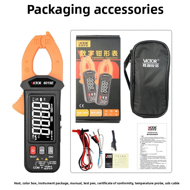 

Цифровой токоизмерительный клещевой мультиметр Victor VC6019D/E с автоматическим выбором диапазона, для измерения переменного и постоянного тока, ультратонкий дизайн
