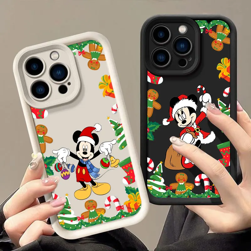 

Christmas Limited Disney Mickey Mouse Phone Case For iPhone 16 15 14 13 12 11 Pro Max Plus XS 7 8 SE2 Funda Soft Silicone Covers