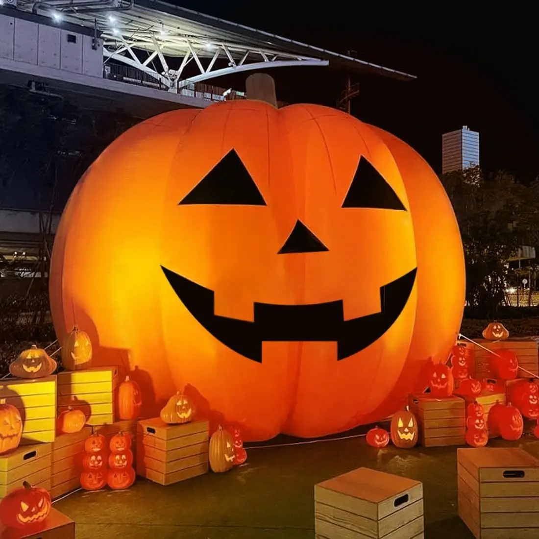 Giant 12Ft Halloween Inflatables Pumpkin Decorations with Waterproof Air Blower And LED Lights for Outdoor Yard Decorations