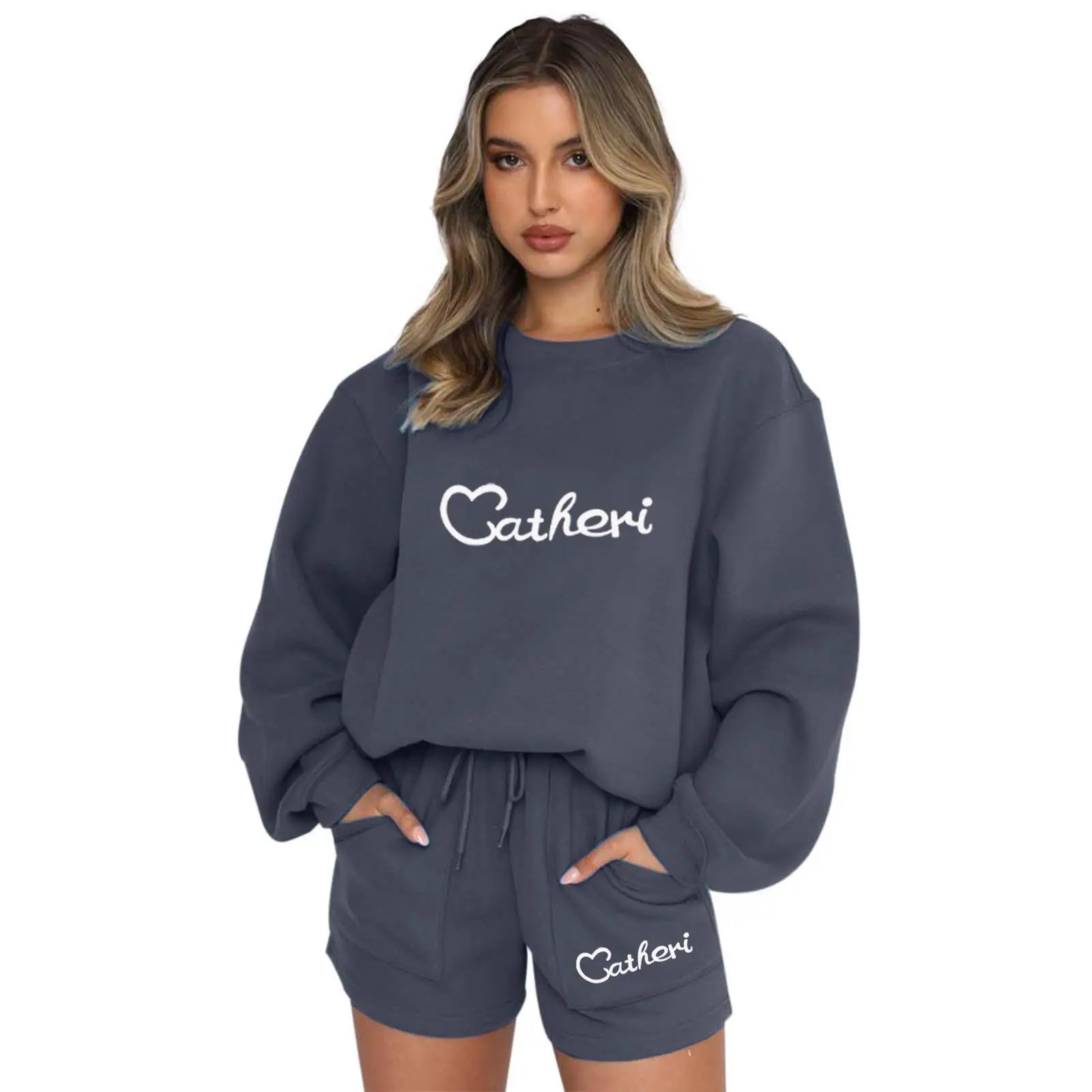 Faionable إلكتروني طباعة البلوز السراويل مجموعة الملابس النسائية خريف 2024 وصول جديد سراويل تقليدية مريحة المواد البلاستيكية #3