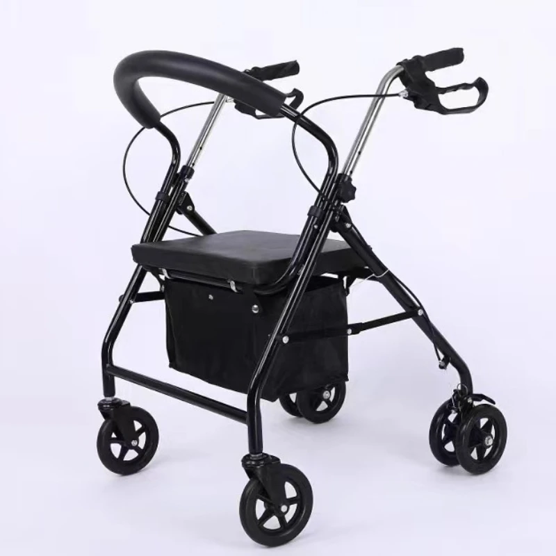 

Elderly walker trolley can be pushed and sat shopping cart Elderly leisure four-wheel grocery shopping cart with seat walker