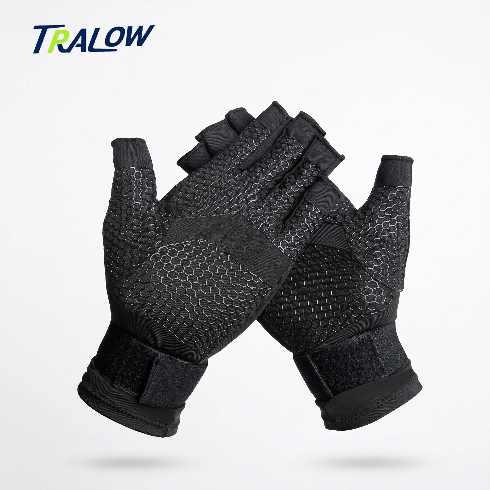 TRALOW Multipurpose Half Finger Work Gloves With Wrist Support Non-slip Grip For Gym Office Kitchen Cooking And Gardening