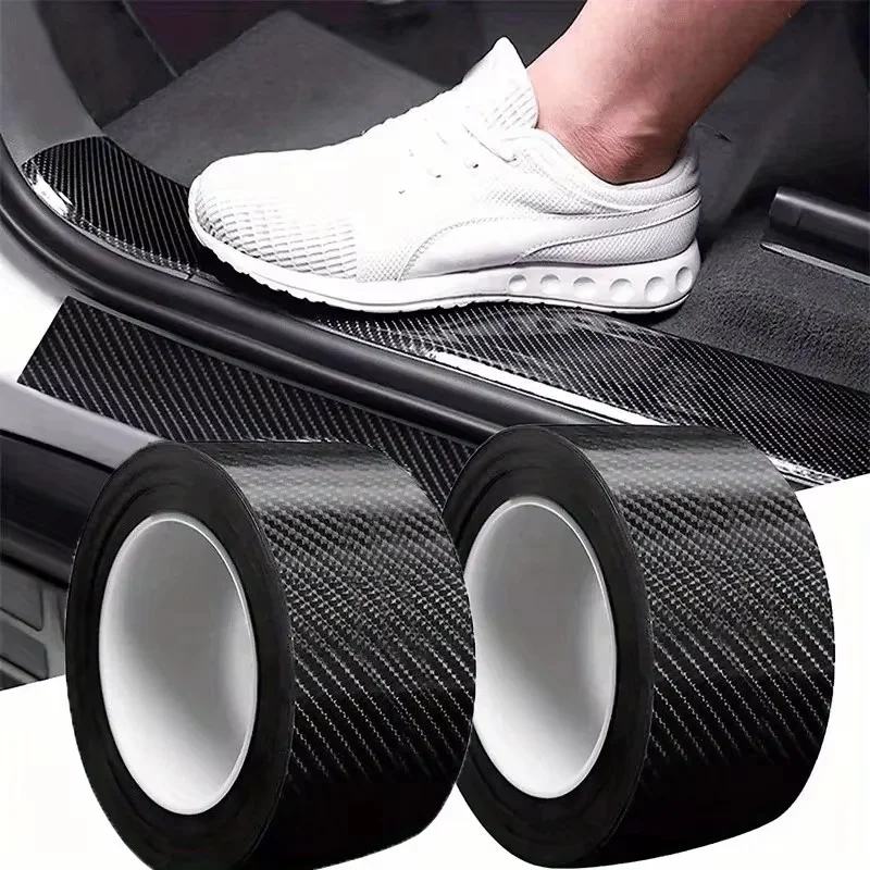 1/2/4Pcs 3D Carbon Fiber Car Sticker DIY Paste Strip Rolls Different Sizes Auto Anti Scratch Protector Tape Waterproof Film
