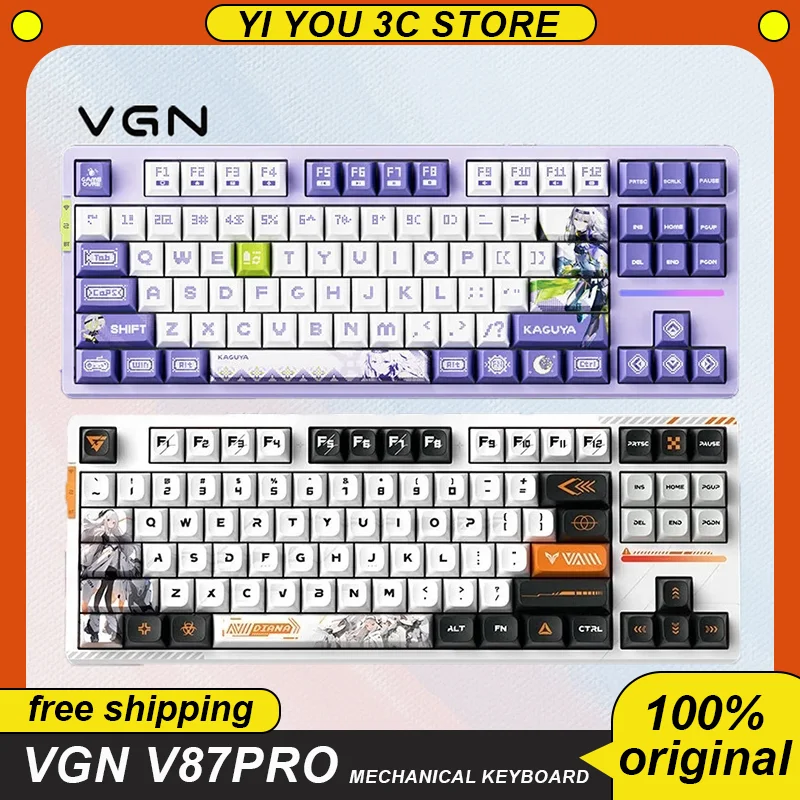 

Механическая клавиатура VGN V87/V87pro, клавиатура с полным нажатием клавиш, с 3-режимным штекером