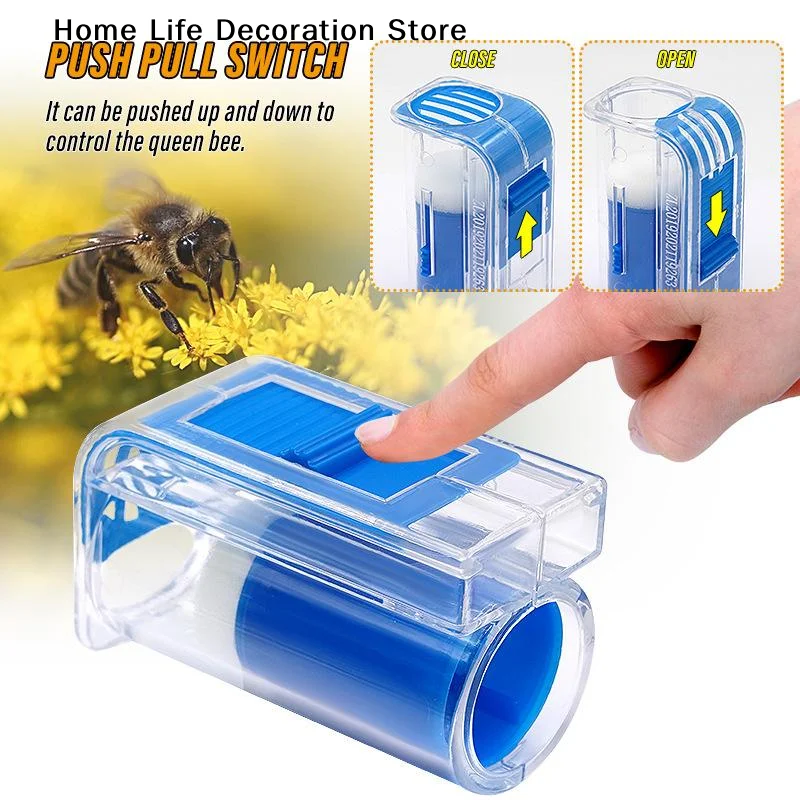 【H】1Pcs Plastic Queen Bee Marker Bottle Bee Catcher Marking Cage Handed Marking Bottle With Sponge Plunger Beekeeping Tools
