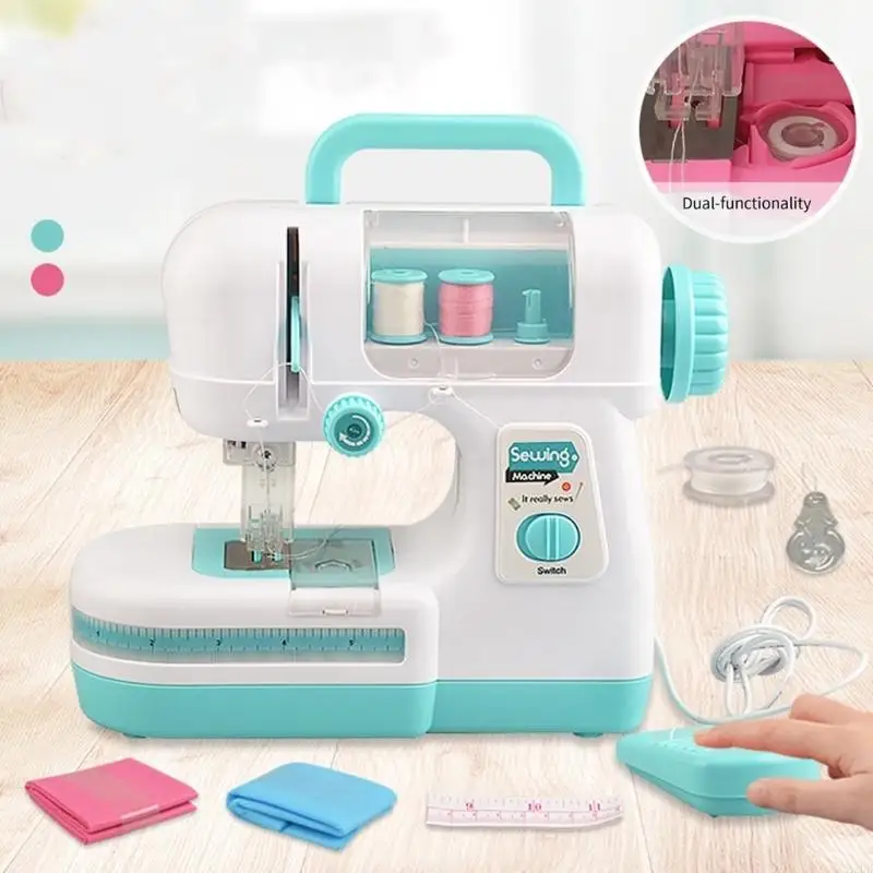 Realistic Electric Sewing Machine Toy For Children Pretend Play Simulation Safe Plastic Portable Creative Skill Development A2UB