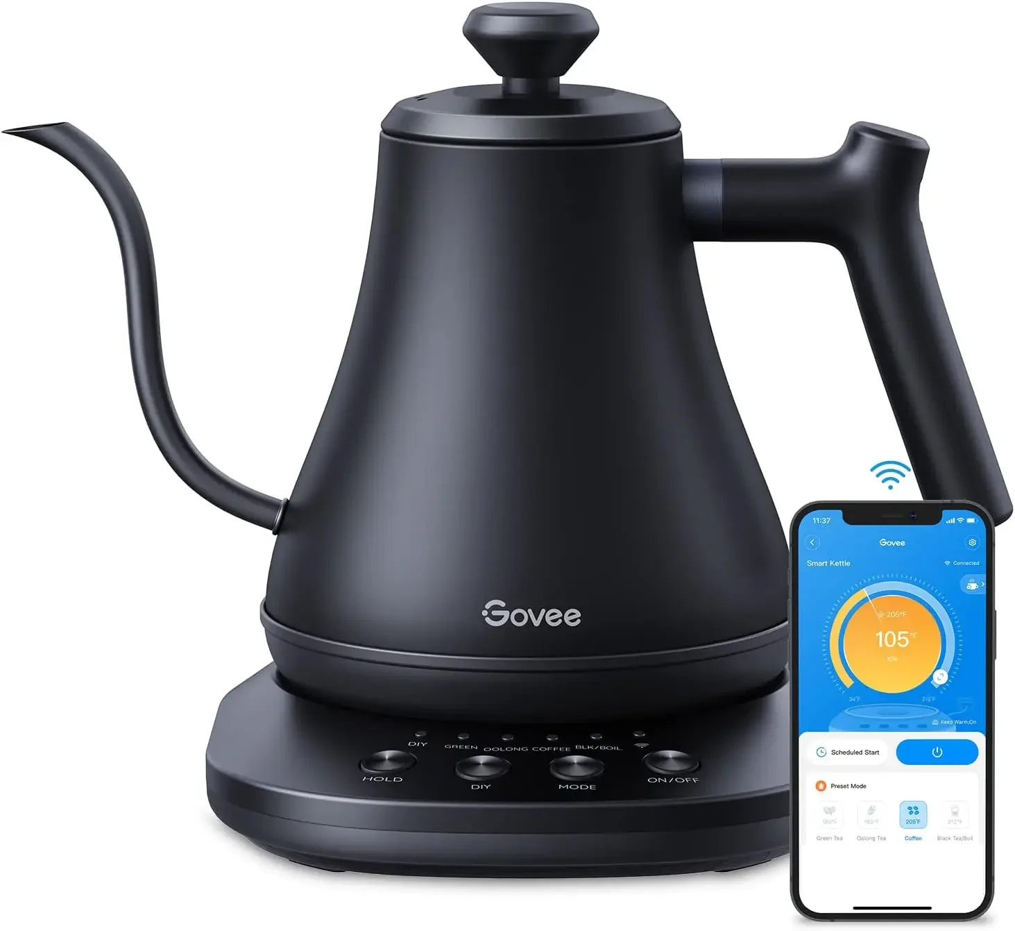 NEW NEW Smart Electric Kettle, WiFi Variable Temperature Gooseneck Pour Over Kettle and Tea Kettle, Alexa Control, 1200W Quick H