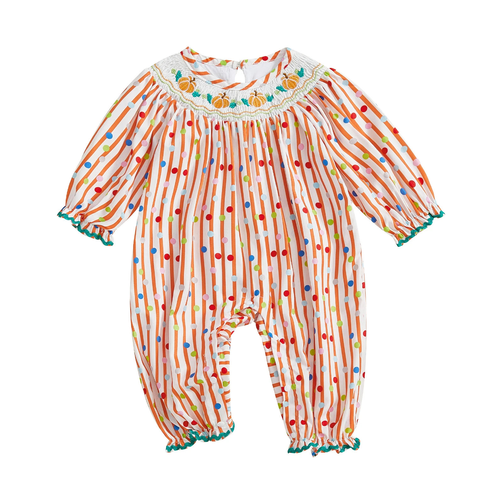 유아 소년 할로윈 의상 거미 자수 줄무늬 크루 넥 긴 소매 Romper 점프 슈트 모자와 양말