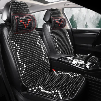 1 Uds. Funda de asiento de coche fresca de verano con cuentas de madera de arce Natural cojín de asiento de coche masaje transpirable ambiental impermeable estera de asiento