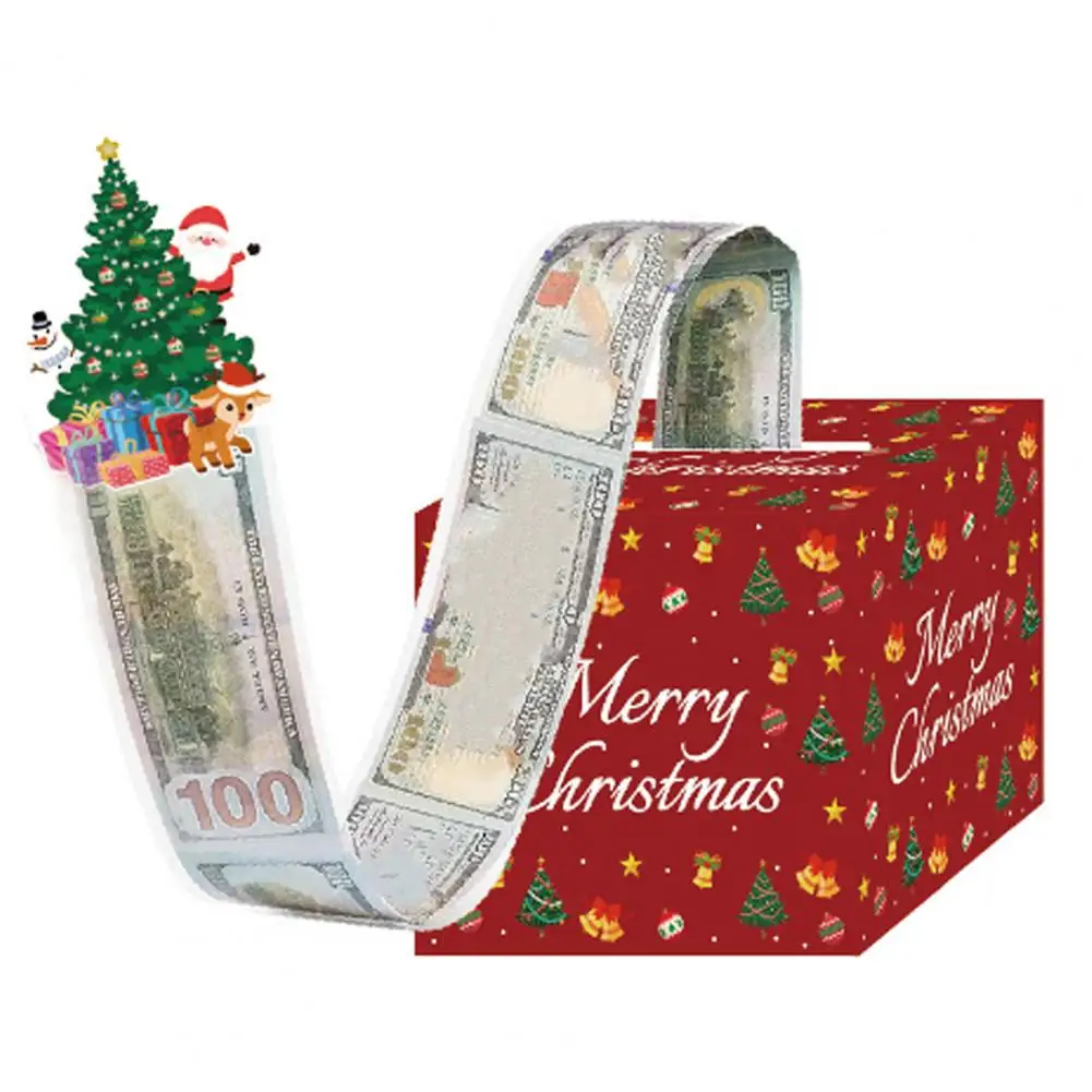 

Christmas Money Box Pull Out for Cash Gift Surprise Money Pull Out Holder with Santa Snowman Pull Card Gift Roll Box