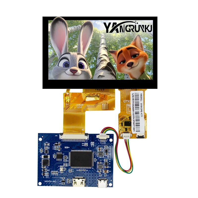4.3 Inch LCD Module 800x480 High Brightness 500 Nits TFT Display 40 Pin RGB Interface Wide Temp Industrial Screen BI043BS1-K50