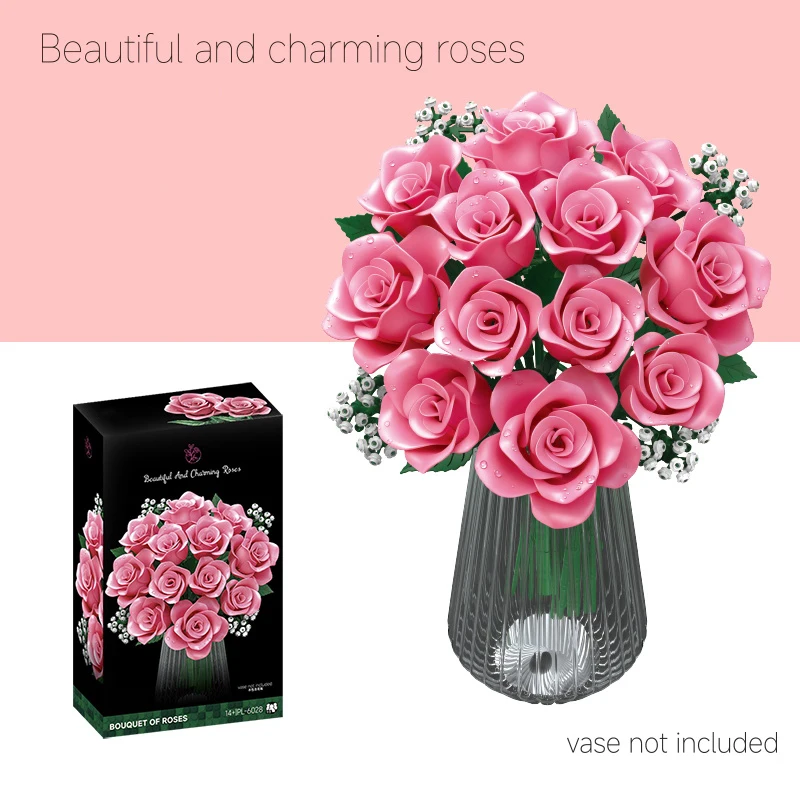 

Rose model assembly toy, creative home decoration, building blocks toys, romantic Valentine's Day gift, birthday gift for girls