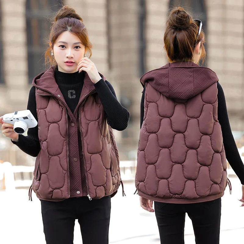 

Пуховый хлопковый жилет с капюшоном, женская осенне-зимняя куртка без рукавов, новая модная верхняя одежда, жилет в форме сердца, женский жилет