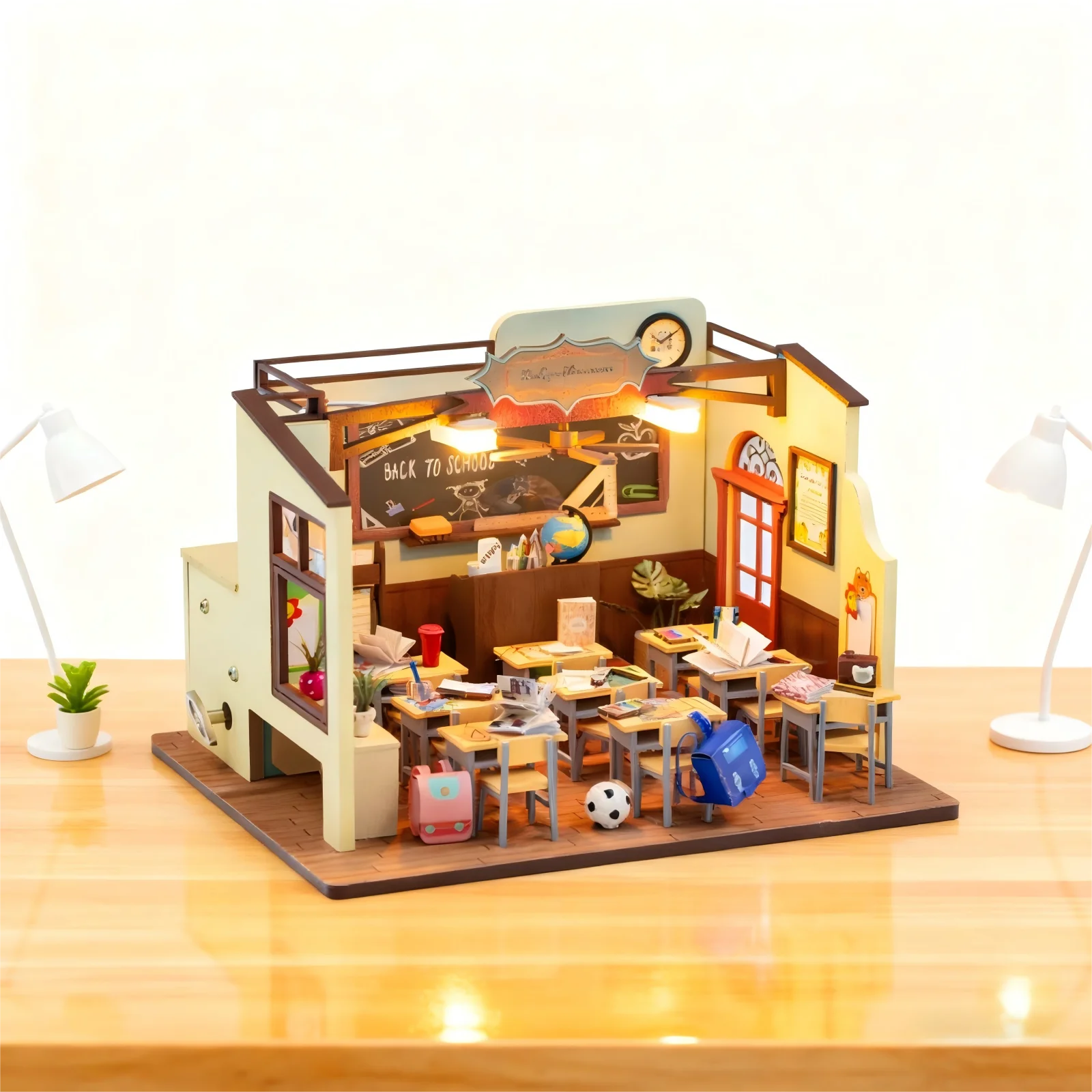 

OUZEY Nostalgic Classroom Model, Graduation Gift DIY Miniature Kit, Memory Lane Wooden Puzzle for Students & Friends