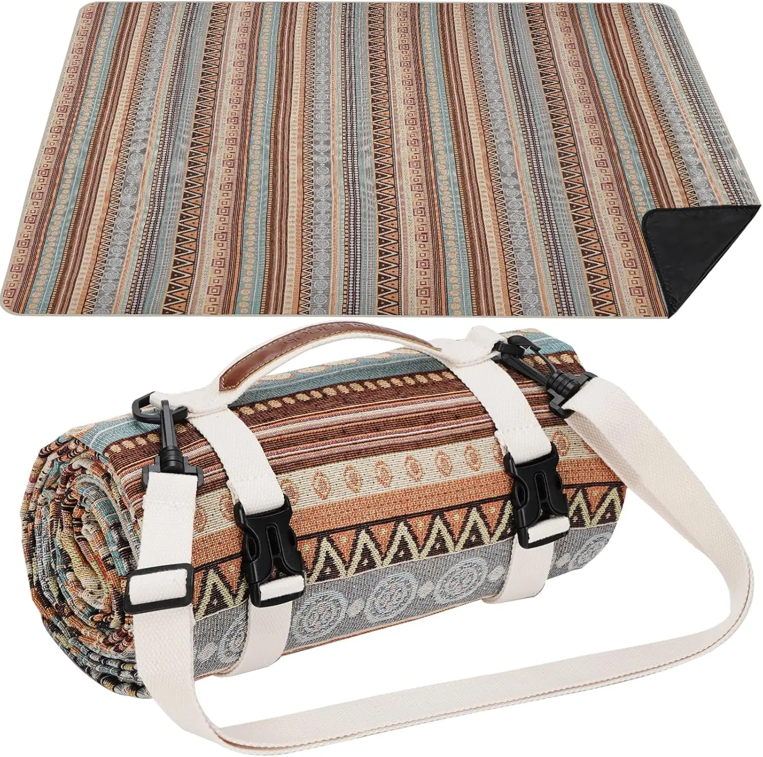 

Waterproof Picnic Blanket Extra Large, Sand Free Beach Mat with Carry Strap, Portable Camping Mat for Outdoor Travel