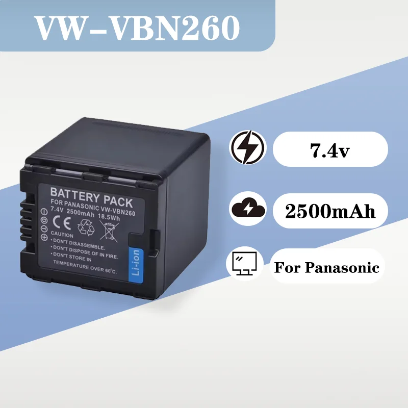 

7.4V 2500mAh Replacement Battery VW VBN260 Compatible ForPanasonic HC X800 X810 X900 X90