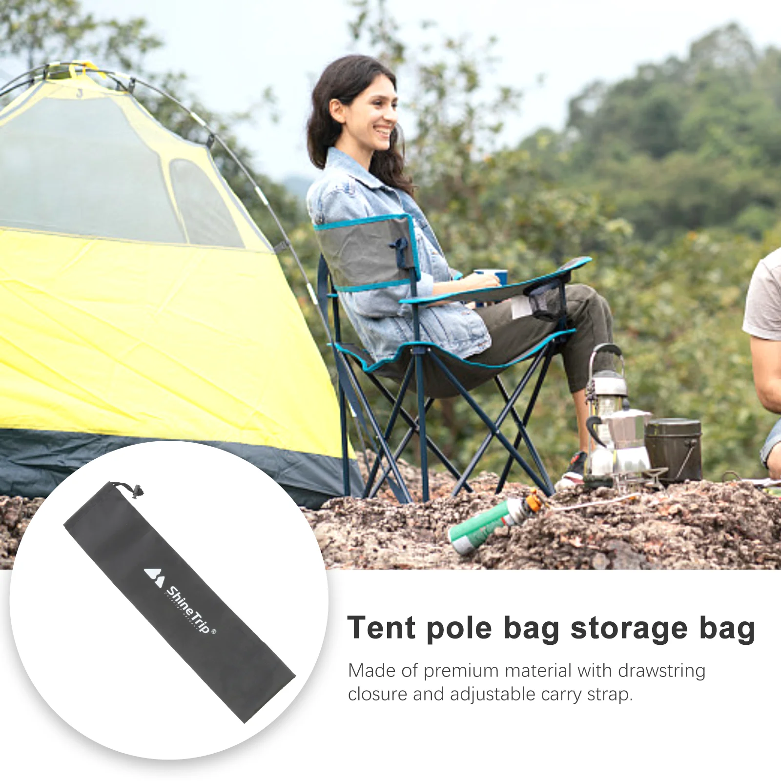 Tent Pole Storage Bag Trekking Pole Storage Pouch Camping Organize Storage Fishing Rod Pouch Awning Pole Bag Multifunction