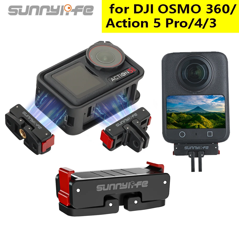 

Sunnylife Magnetic Adapter For DJI OSMO 360 Osmo Action 5 Pro 4 3 Foldable Quick-release Plate Camera Expansion Mount Accessory