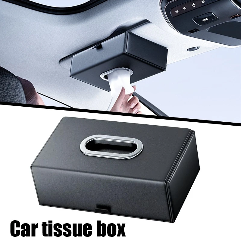 Car Tissue Box Leather Car Napkin Holder Magnetic Attraction Car Tissue Box With Lid Car Holder Car Sun Visor Tissue Box