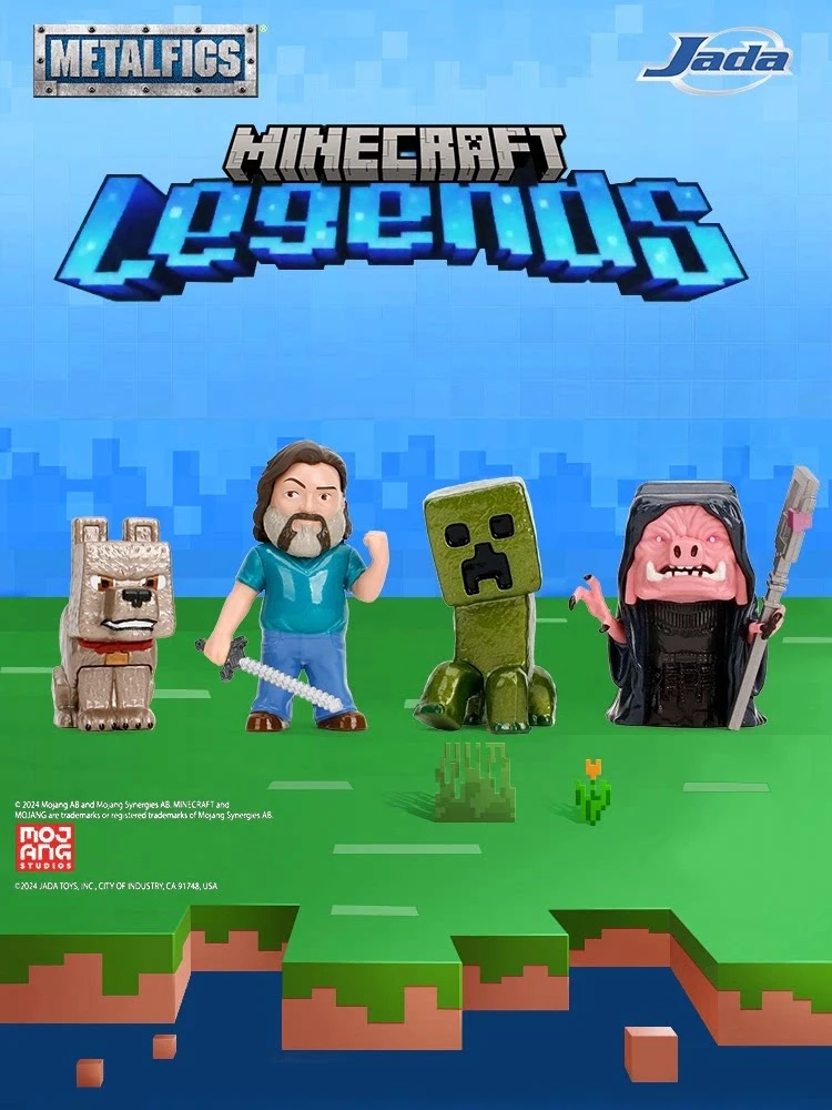 Minecraft Film Jada Metalfigs Die-Cast-Figuren 4er-Pack Steve Creeper Piglin Dennis Sammlerstück Schreibtischdekoration Spielzeug Geschenk für Fans