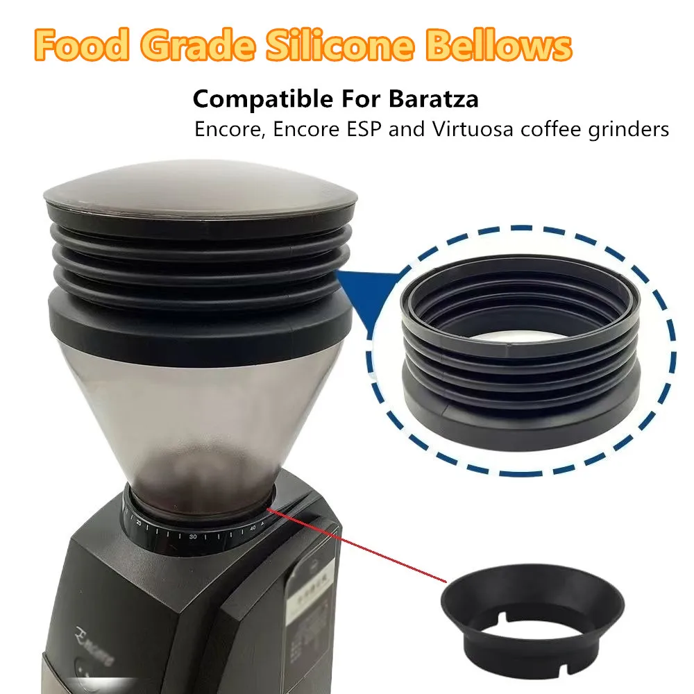 Tolva dosificadora de silicona de grado alimenticio con junta para Baratza Encore/ESP/Virtuosa+, accesorio para molinillo de café sin retención de café
