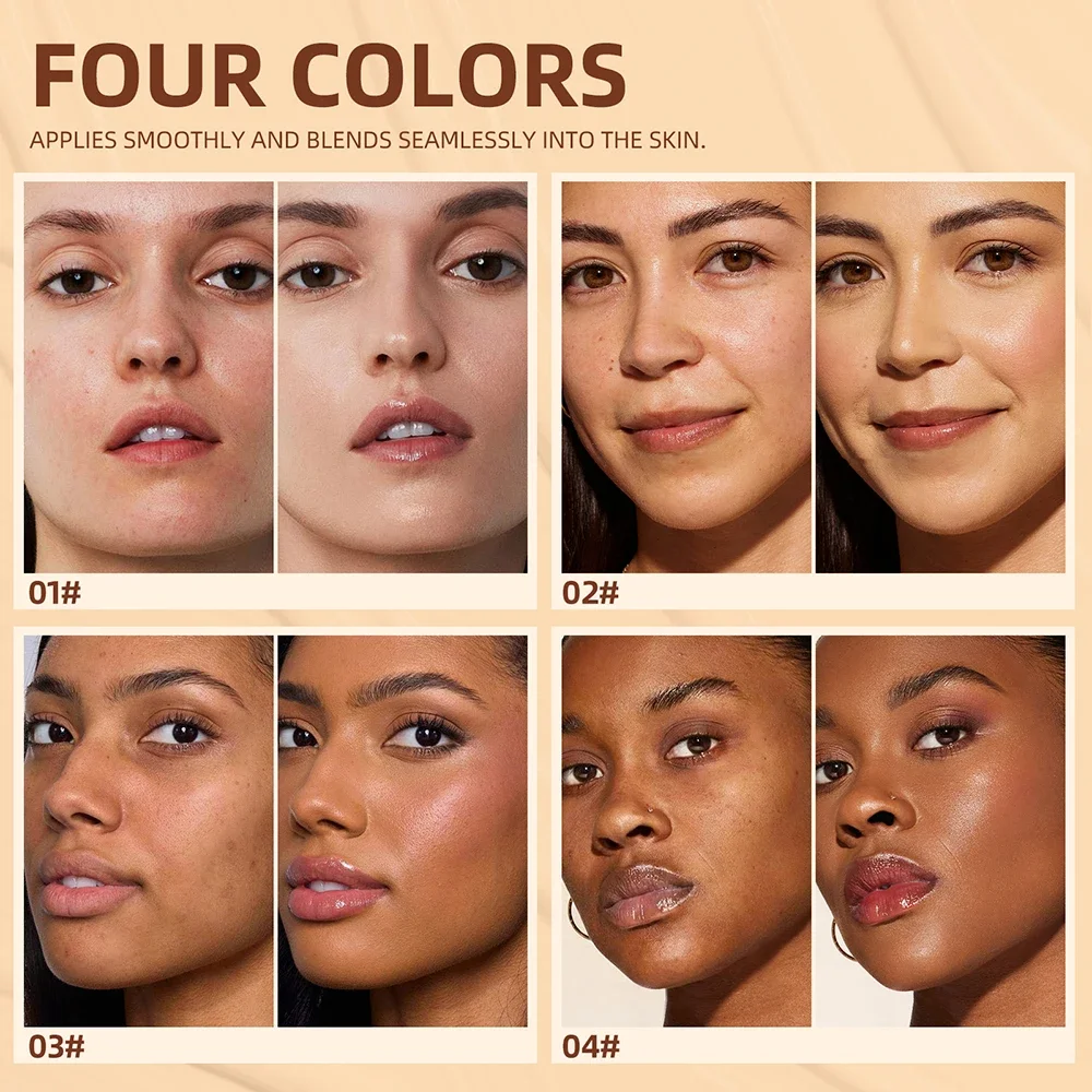 QIBEST Soft Focus Cream Foundation Palette Silky Texture Moisturizing Concealer Long-lasting Makeup Brightening Face Makeup Base