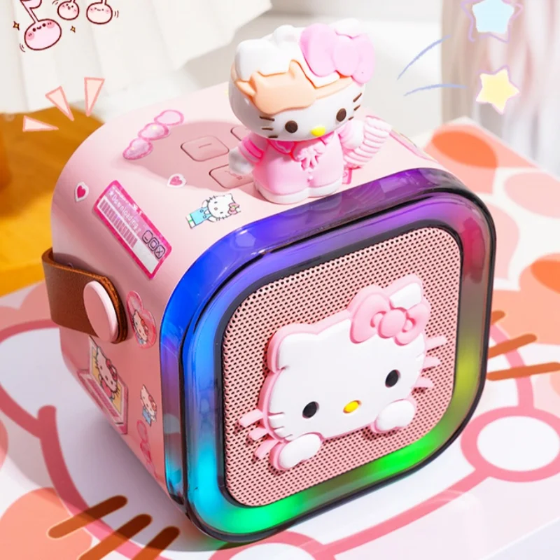 Karaoke Machine Anime Hello Kitty Wireless Bluetooth Speaker Cute Kuromi Usb Music Player Microphone Kid Gift Toy