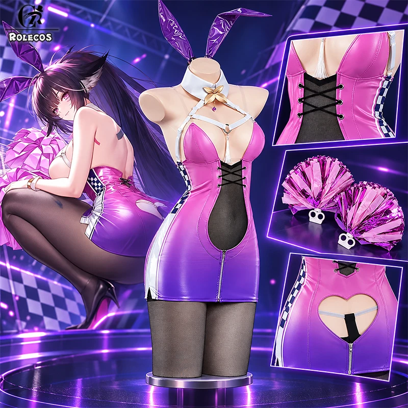 ROLECOS Anime AzurLane Musashi Cosplay Costume Bunny Suit Race Queen Dress Full Set Woman Carnival Halloween Uniform Outfit