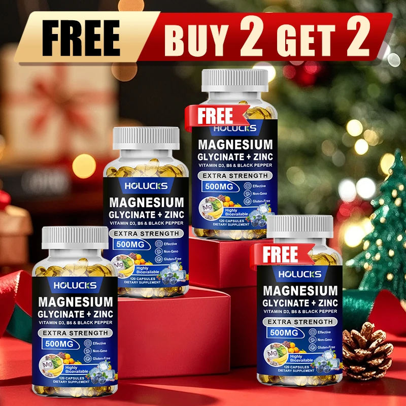 

Buy 2 Get 2 Free! Pure Magnesium Glycinate & Zinc Capsules, Support Deep Sleep, Immune Defense & Stress Relief, Men & Women