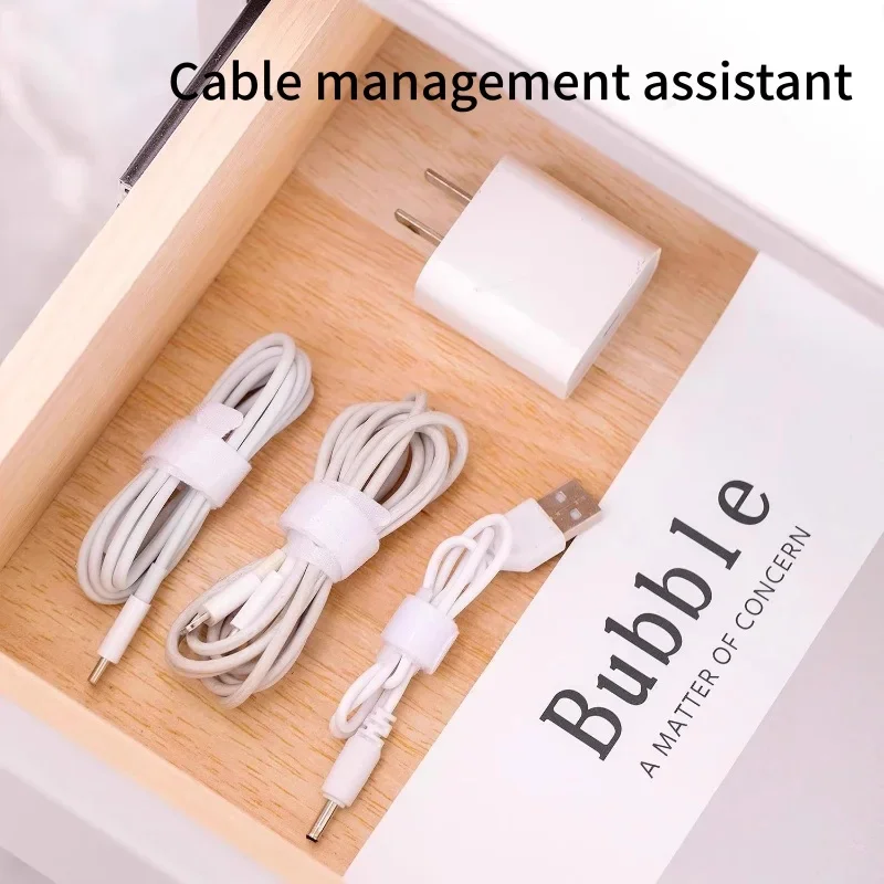 منظم كابلات قابل لإعادة الاستخدام بدون قطع وخطاف وحلقة ربط فيلكرو منظم سلك متعدد الأغراض لسطح الطاولة/السلك