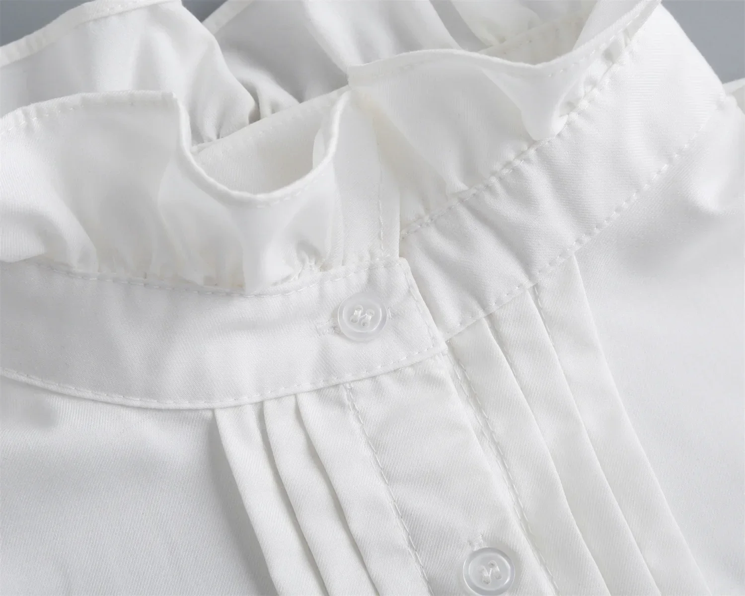 النساء الكشكشة الوقوف وهمية طوق نصف قميص الدانتيل انفصال الياقات الرقبة الديكور الإناث بلوزة بلايز طوق كاذبة #5