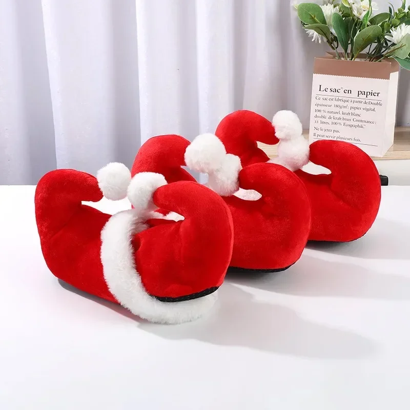 Christmas Cute Cotton Slippers Red Cartoon Santa Claus Elf Shoes Christmas Decoration Slippers Cotton Slippers Home