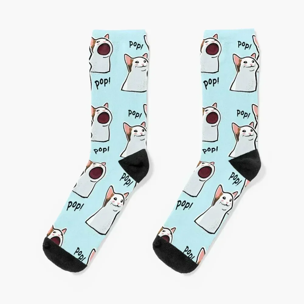 

Pop Cat Meme / PopCat / Popping Cat Socks Novelties gifts colored sport Men Socks Women's happy gym sheer Woman Socks Men's